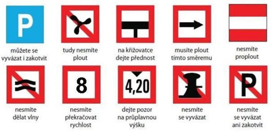 ukázka plavebních znaků